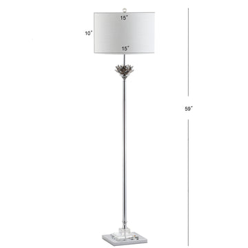 Amelia Lotus 59" Crystal / Metal LED Floor Lamp - JONATHAN Y